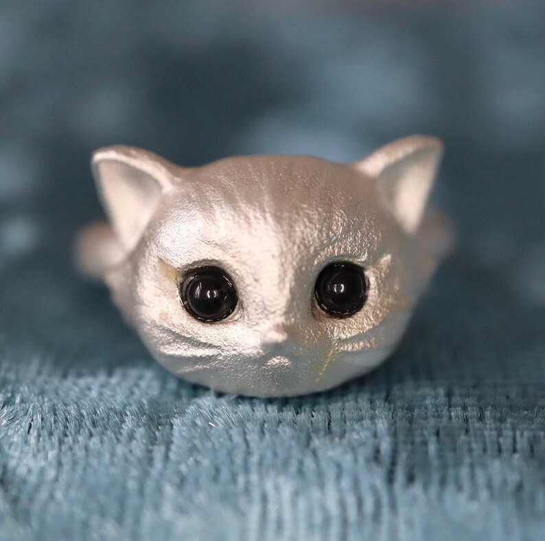 Sterling Silver Cat Ring | Kitten Jewelry | Cute Animal Gift for Women & Girls