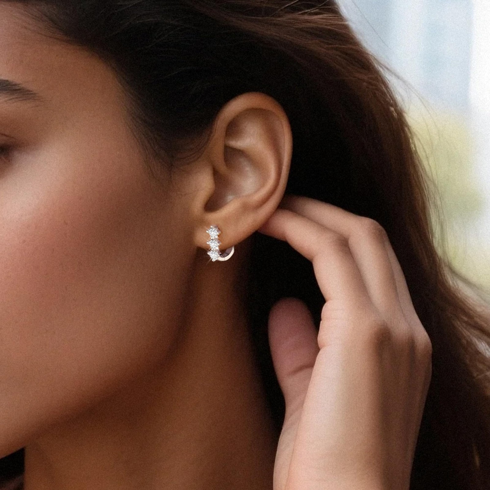 925 Sterling Silver Hoop Earrings for Women, Cubic 12mm x 14mm,