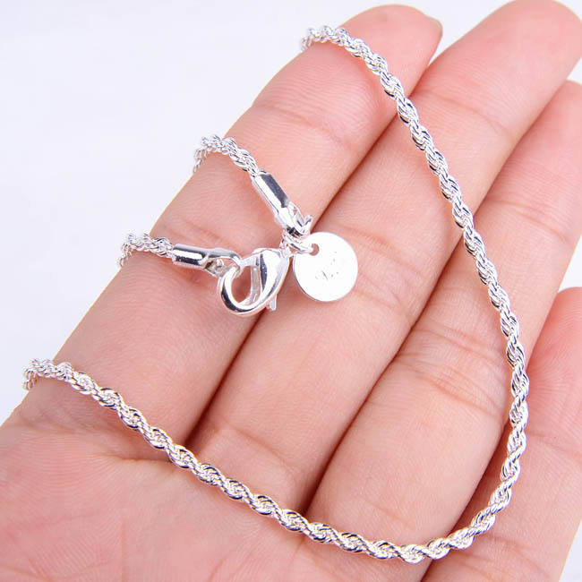 925 Sterling Silver Fashion 16-24″ 2mm Wide Serpentine Rope Chain Necklace H808