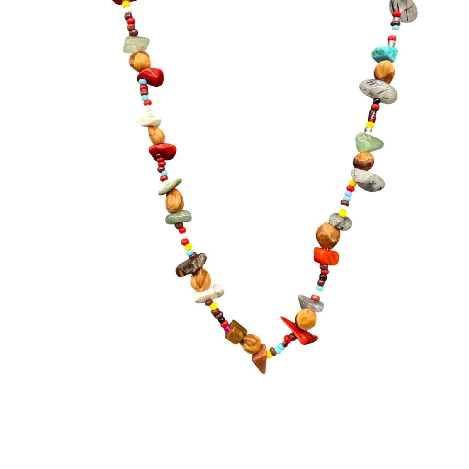 Semi-Precious Gemstones Multicolor Beaded Necklace