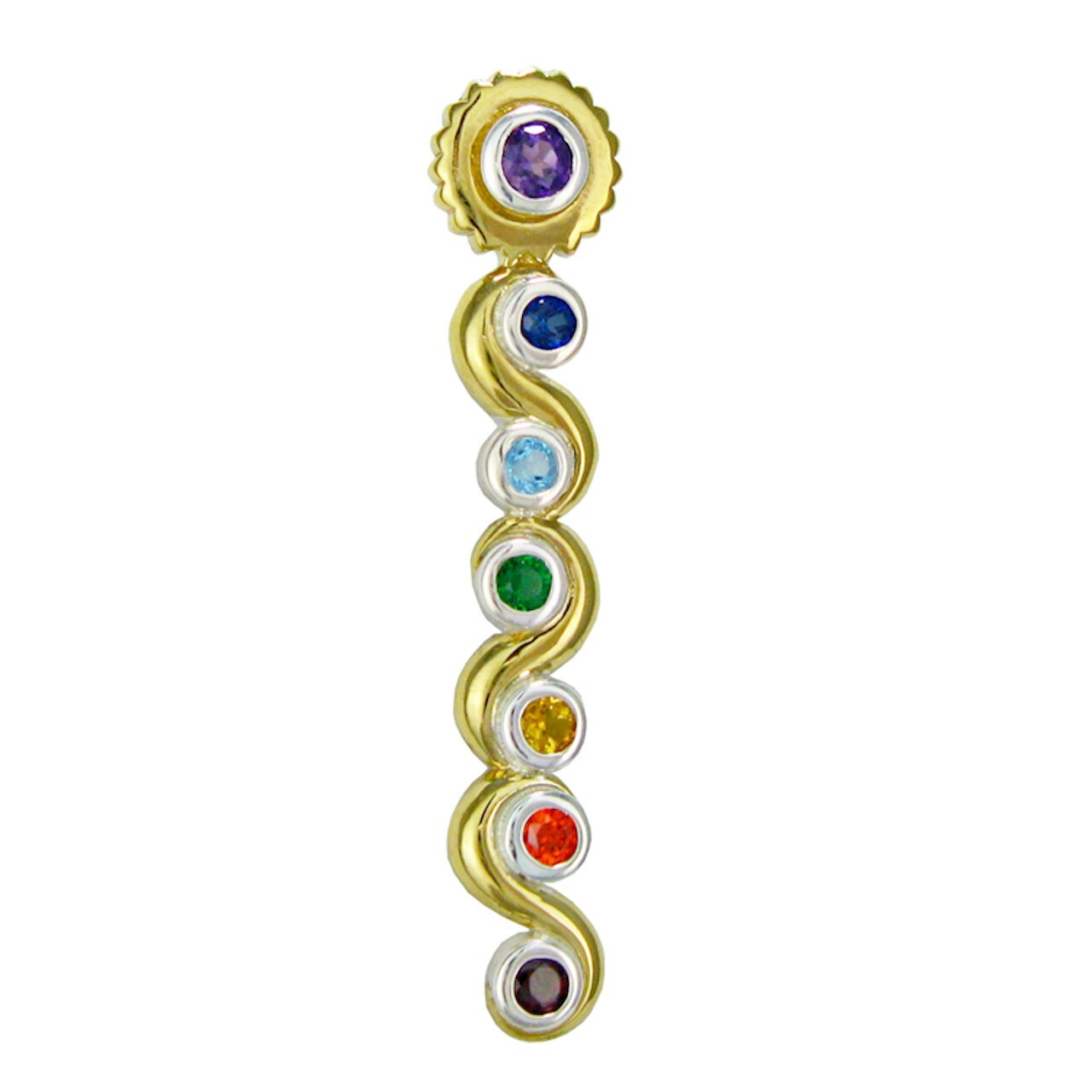 Sterling Silver Gold Plated Seven Chakra Pendant Yoga Hindu Gemstone Jewelry