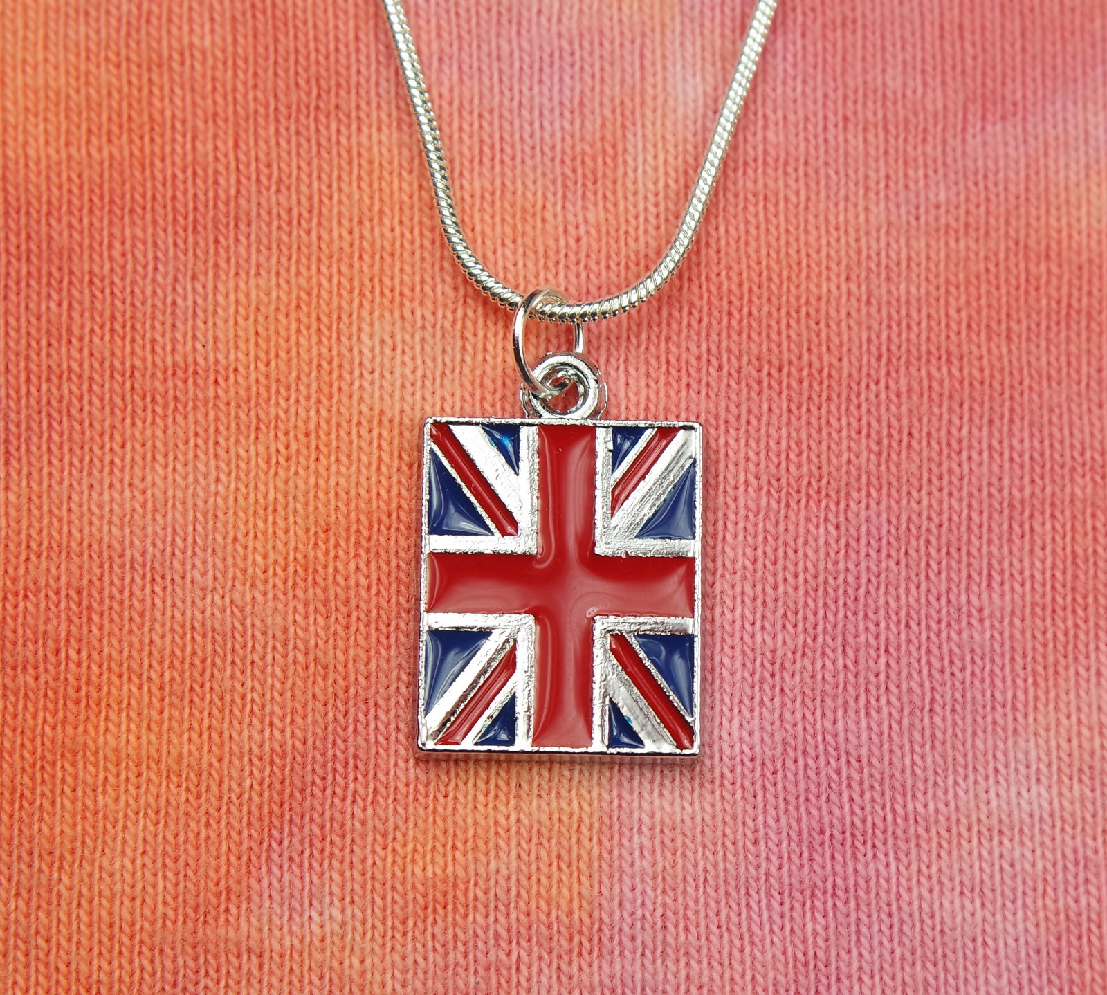 British Flag Necklace, United Kingdom England Union Jack Enamel Charm Pendant