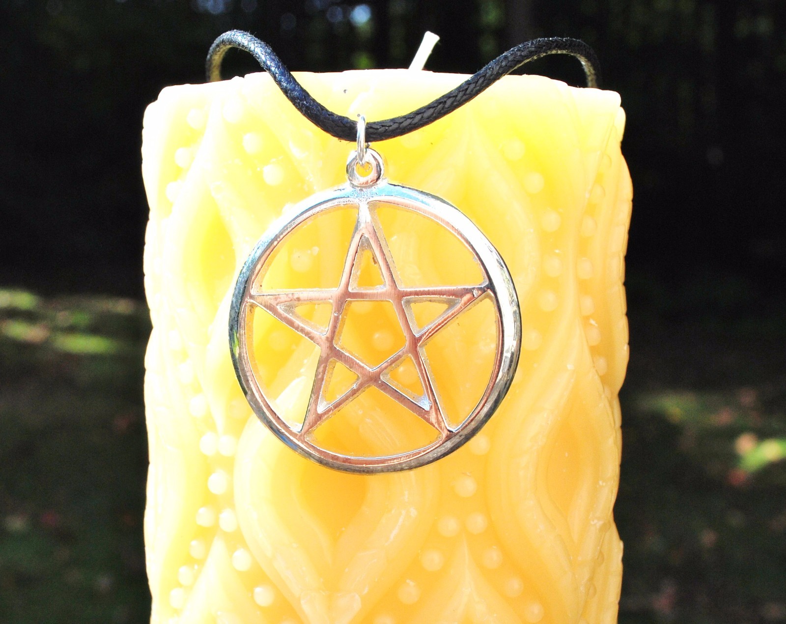 LARGE SILVER 40MM PAGAN PENTAGRAM WICCAN 5 POINTED STAR PENDANT CHARM NECKLACE