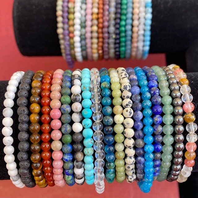 Natural Stone Stretch Bracelet 4mm – Healing Gemstone Beaded thin stackable USA