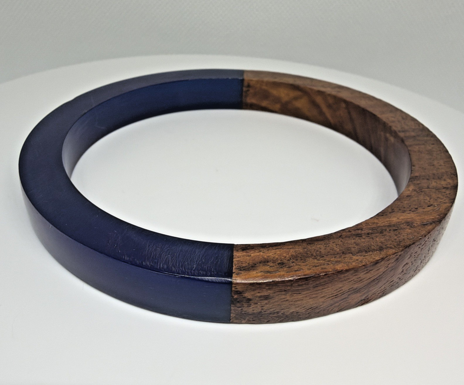 Mod Retro Wood & Resin Bangle Bracelets Stackable Mid-Century Style Set of 4