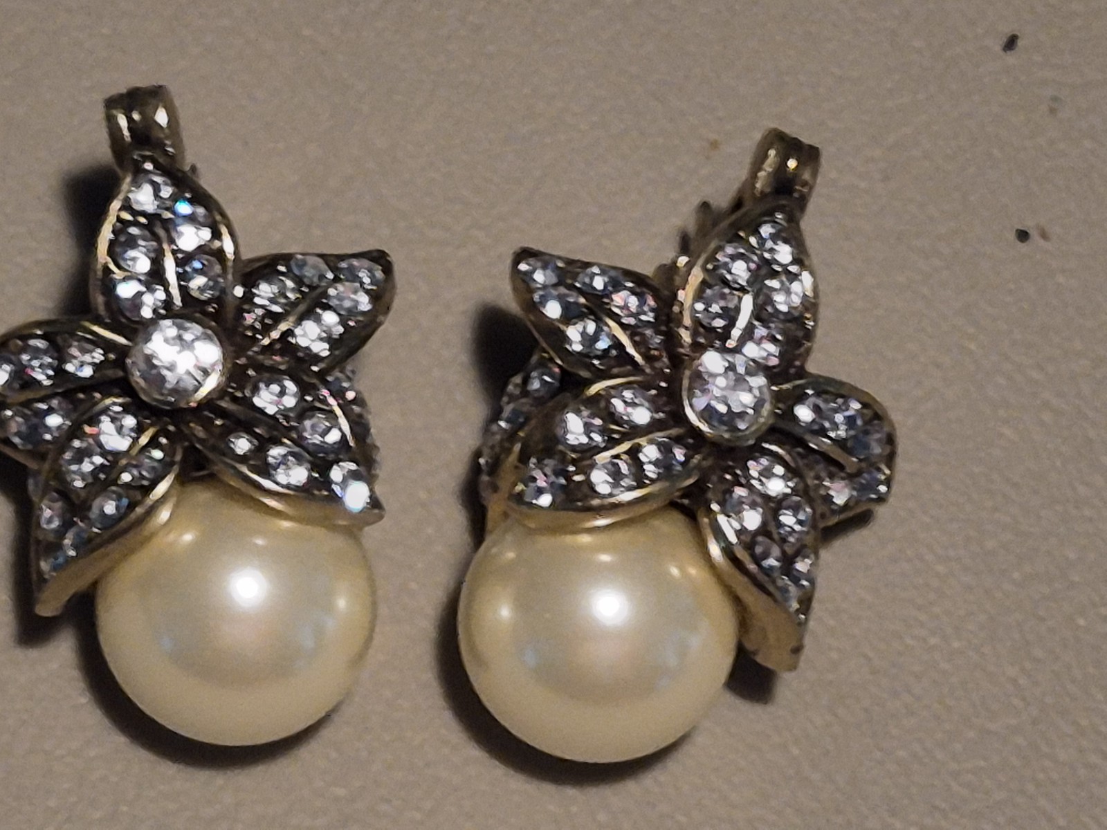 Heidi Daus Swarovski Crystal and Pearl Pierced Earrings