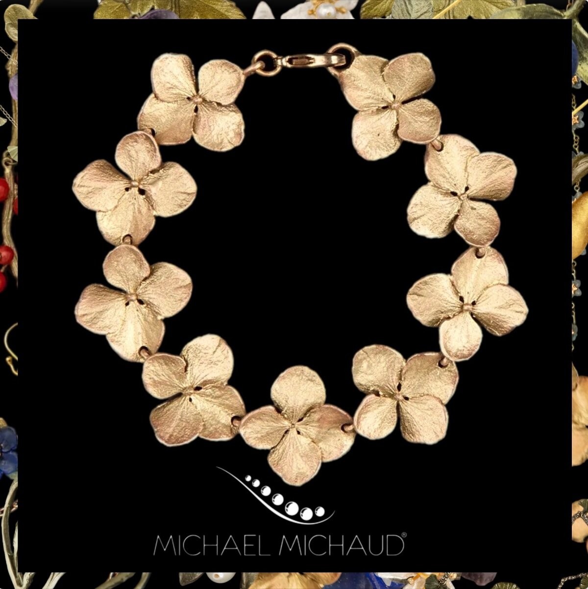 Michael Michaud Hydrangea Bracelet Handcast Botanical Jewelry Nature Gift