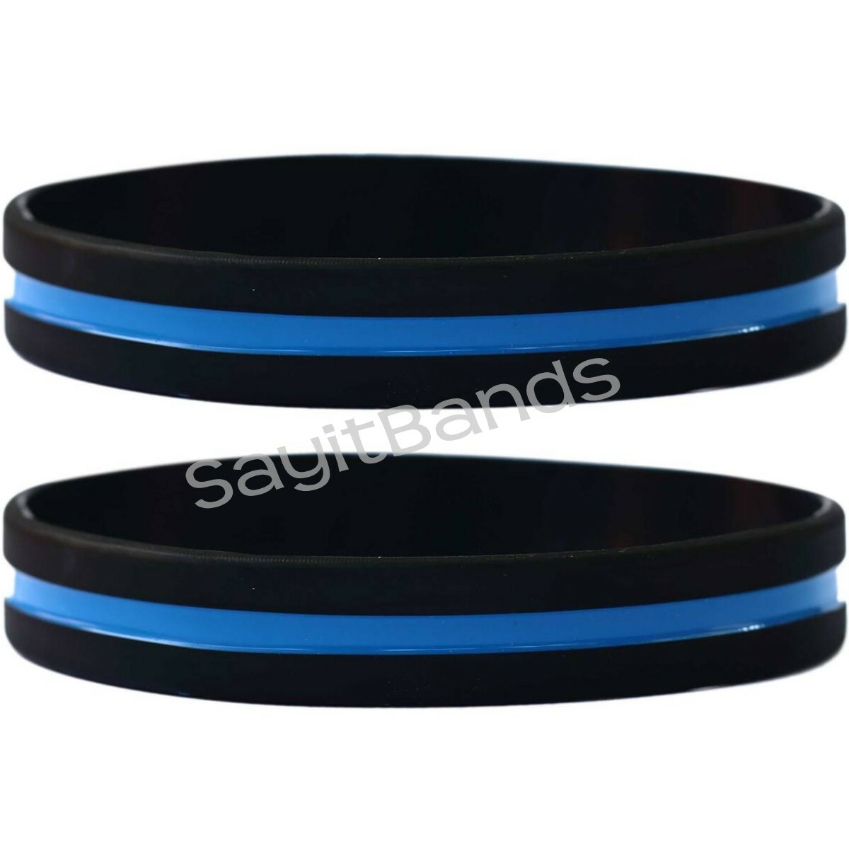 Two Thin Blue Line Wristbands – 2 Awareness Bracelets – Get the Size You Need