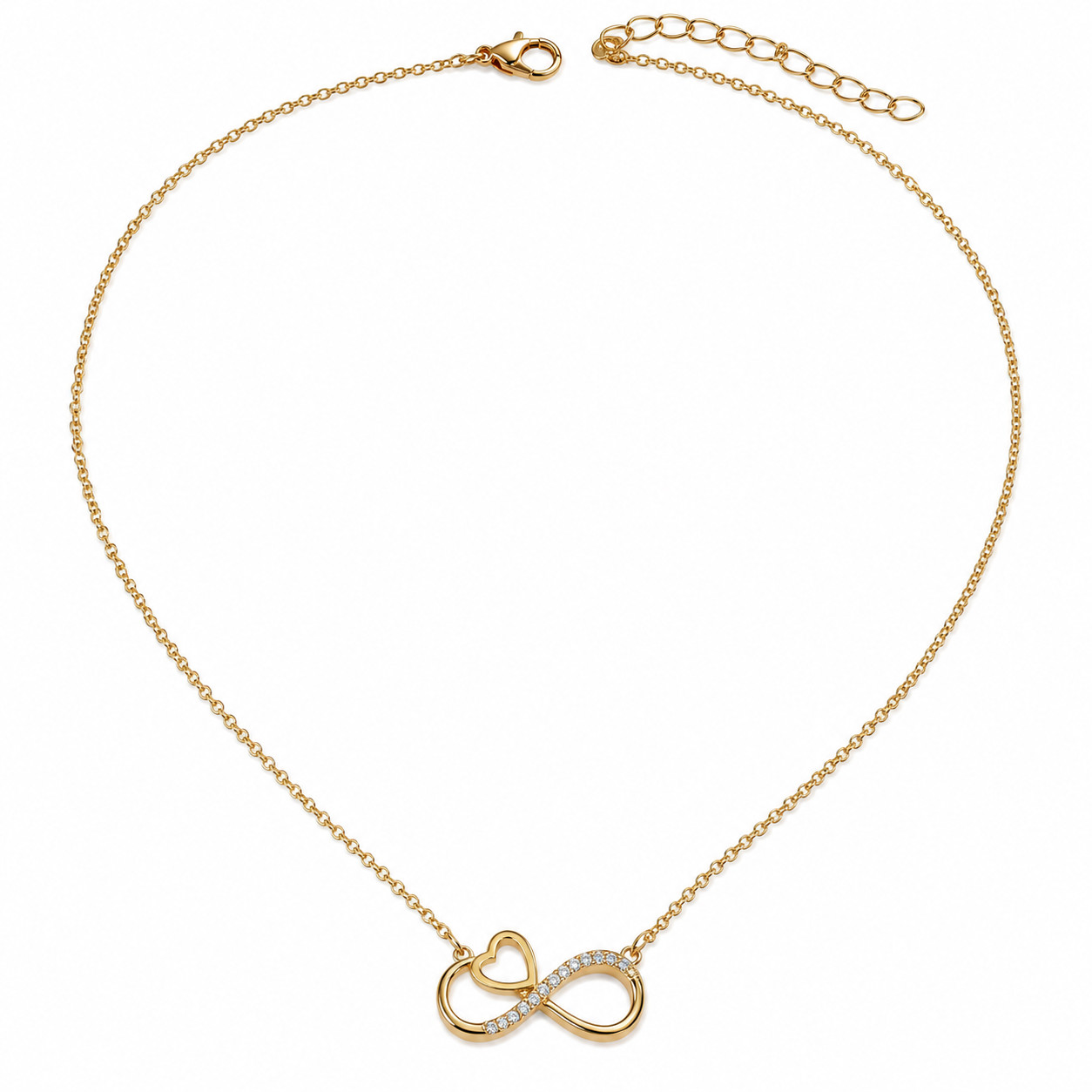 Minimalist Infinity Heart Necklace For Women Shiny Zircon Inlaid Pendant Choker