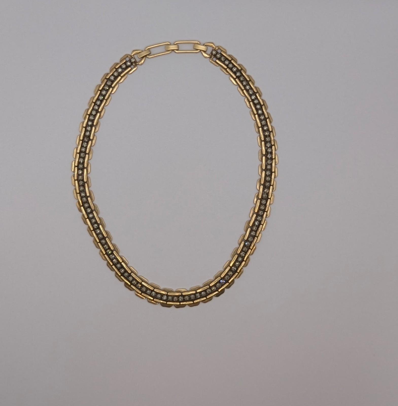 Stella & Dot Gold Tone Chain Necklace Clear Rhinestones 20 Inch Statement Jewelr