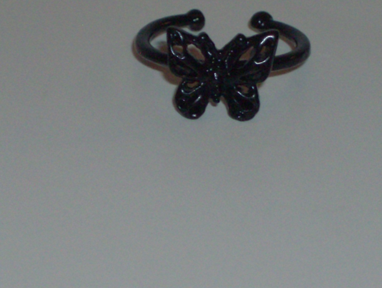 Unique Black Openwork Mini Butterfly Ring- Size 6.5- 1 Piece