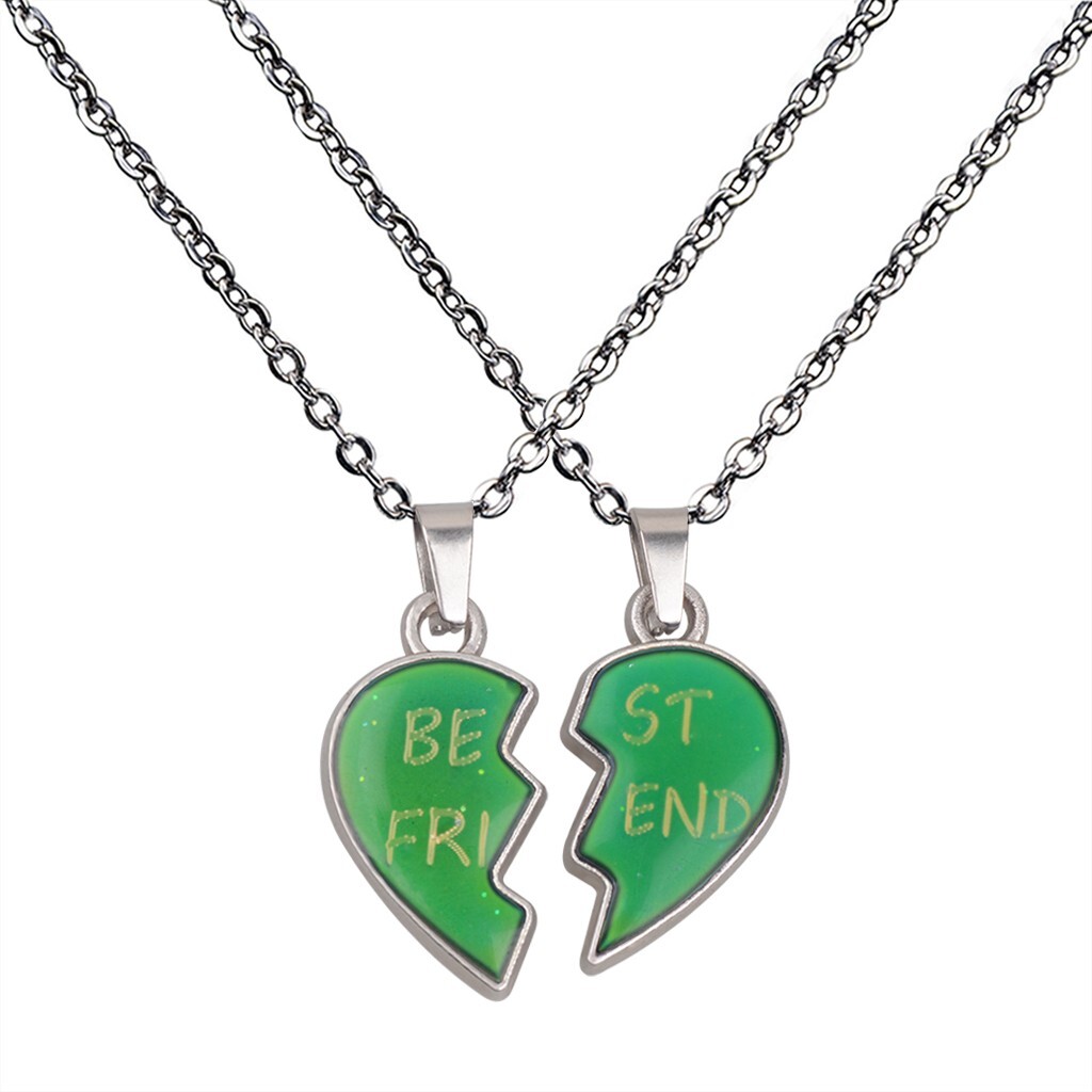 2Pcs/Set Temperature Sensing Color Changing Mood Tracker Best Friends Necklace