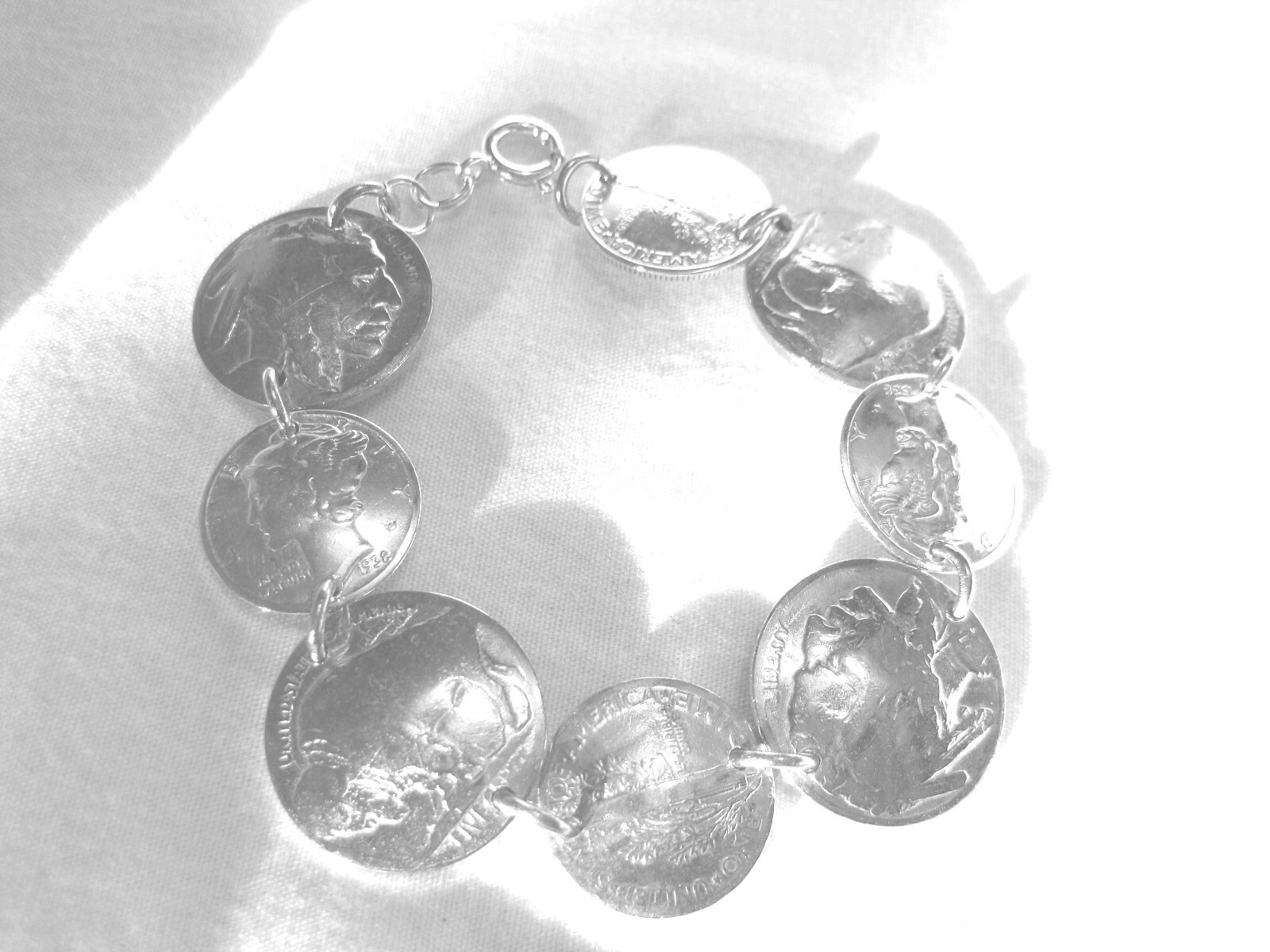 Antique buffalo nickel, Mercury dime and wheat penny bracelet-free shipping