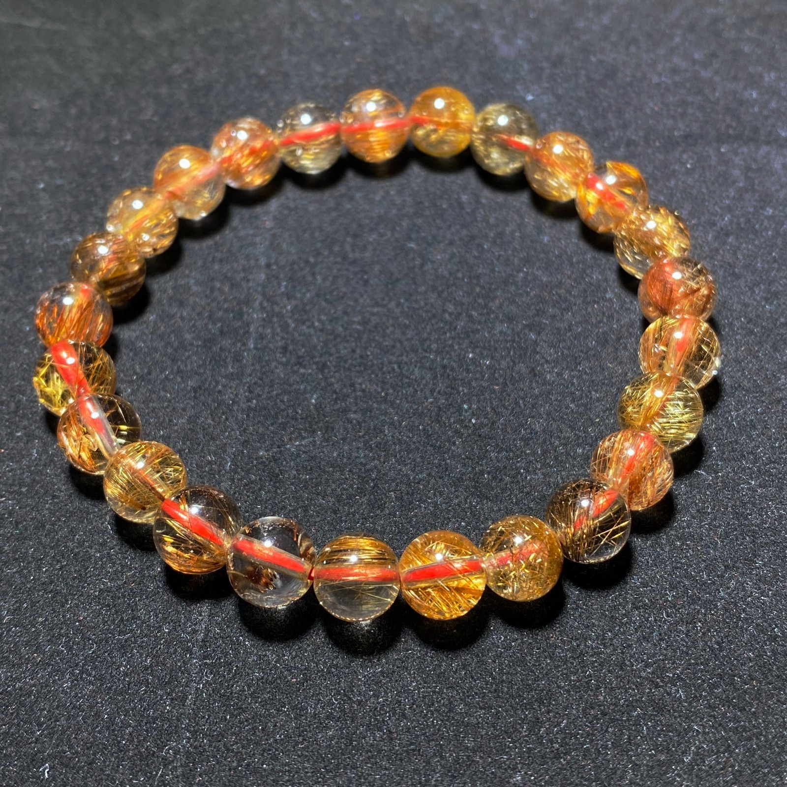7.8mm Natural Red Copper Quartz Crystal Beads Bracelet B1795