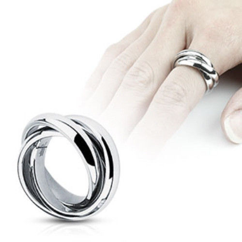 316L Stainless Steel Triple Roll Links Band Ring Size 5,6,7,8 (FL209)