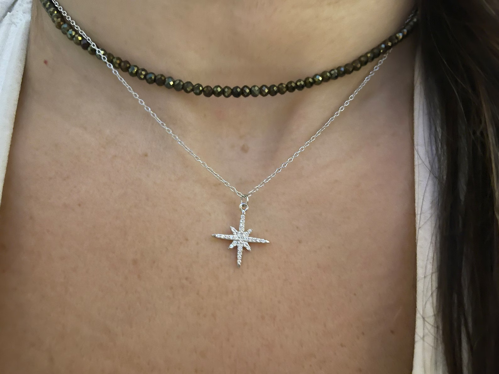 Lab Grown 2.00 Ct Round Cut EF VS Diamond North Star Necklace in 14K White Gold