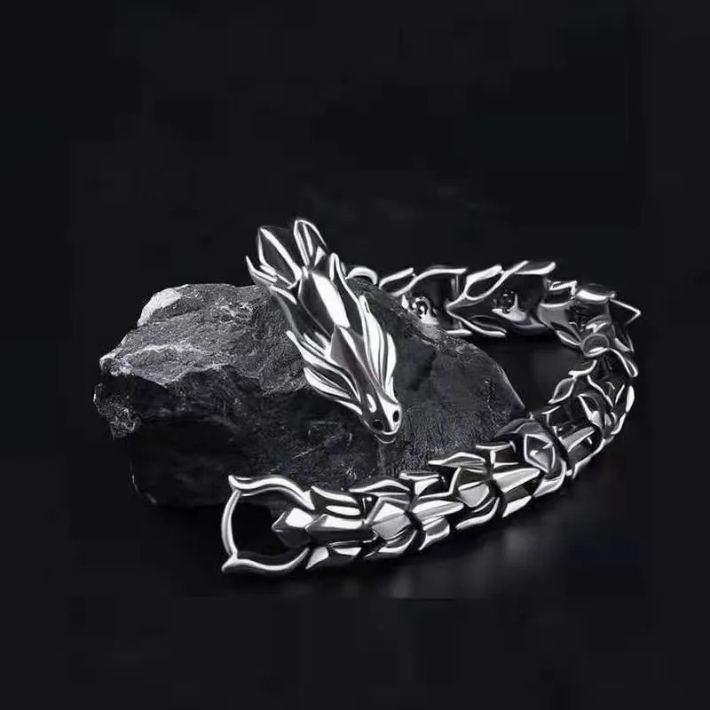 Men’s Viking Dragon Bracelet 20CM Punk Vintage Hip Hop Bangle 3 Colors Gift