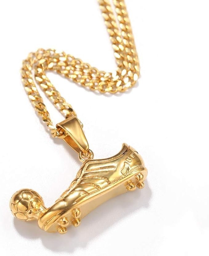 Gold Soccer Cleat Ball Necklace Football Player Pendant World Cup MLS Gift