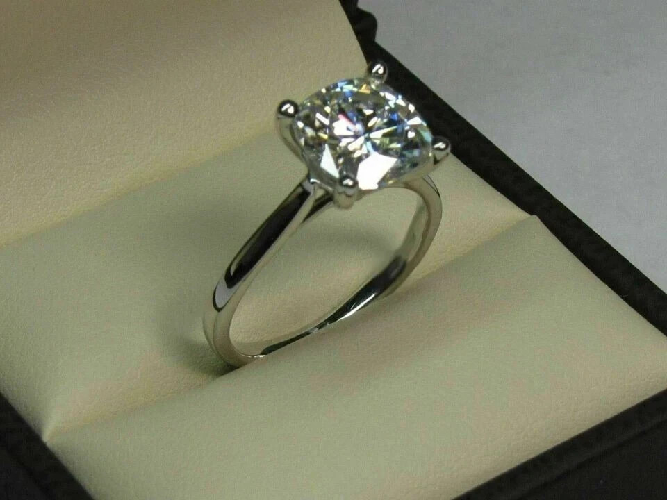 Solitaire 4.00 Ct Round Cut Lab Grown Diamond Ring 925 Sterling Silver