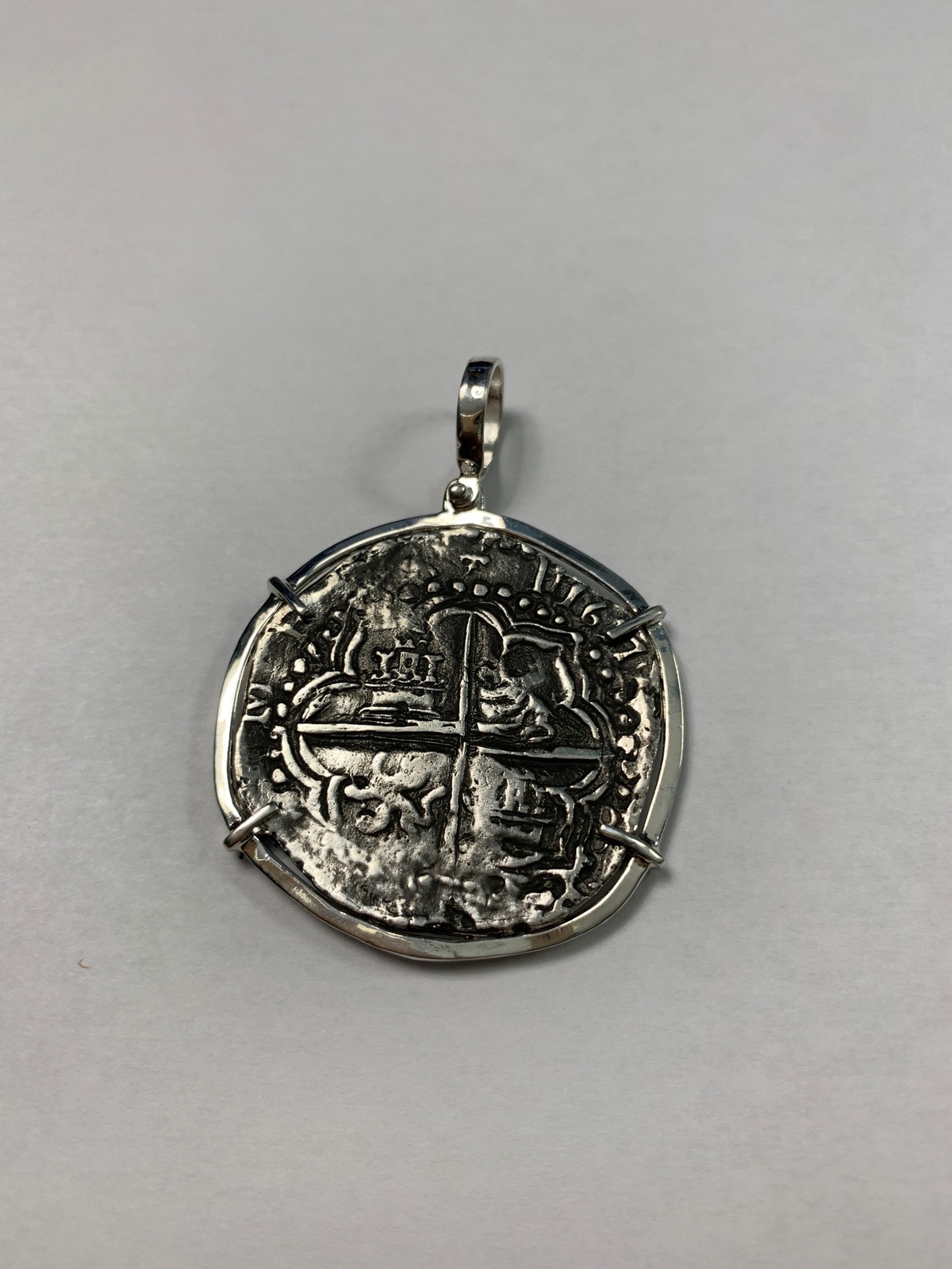 Atocha Jewelry – Extra Large Potosi Silver Coin Pendant w/Polished coin
