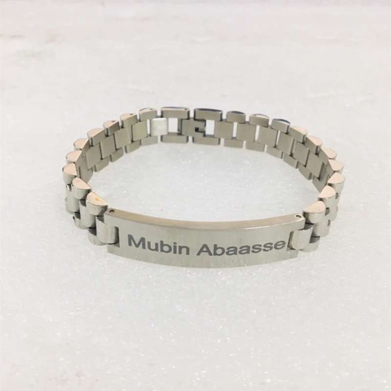 Any Name Mens Bracelet With Box Watch Band Custom Men Jewelry Personalized Gift