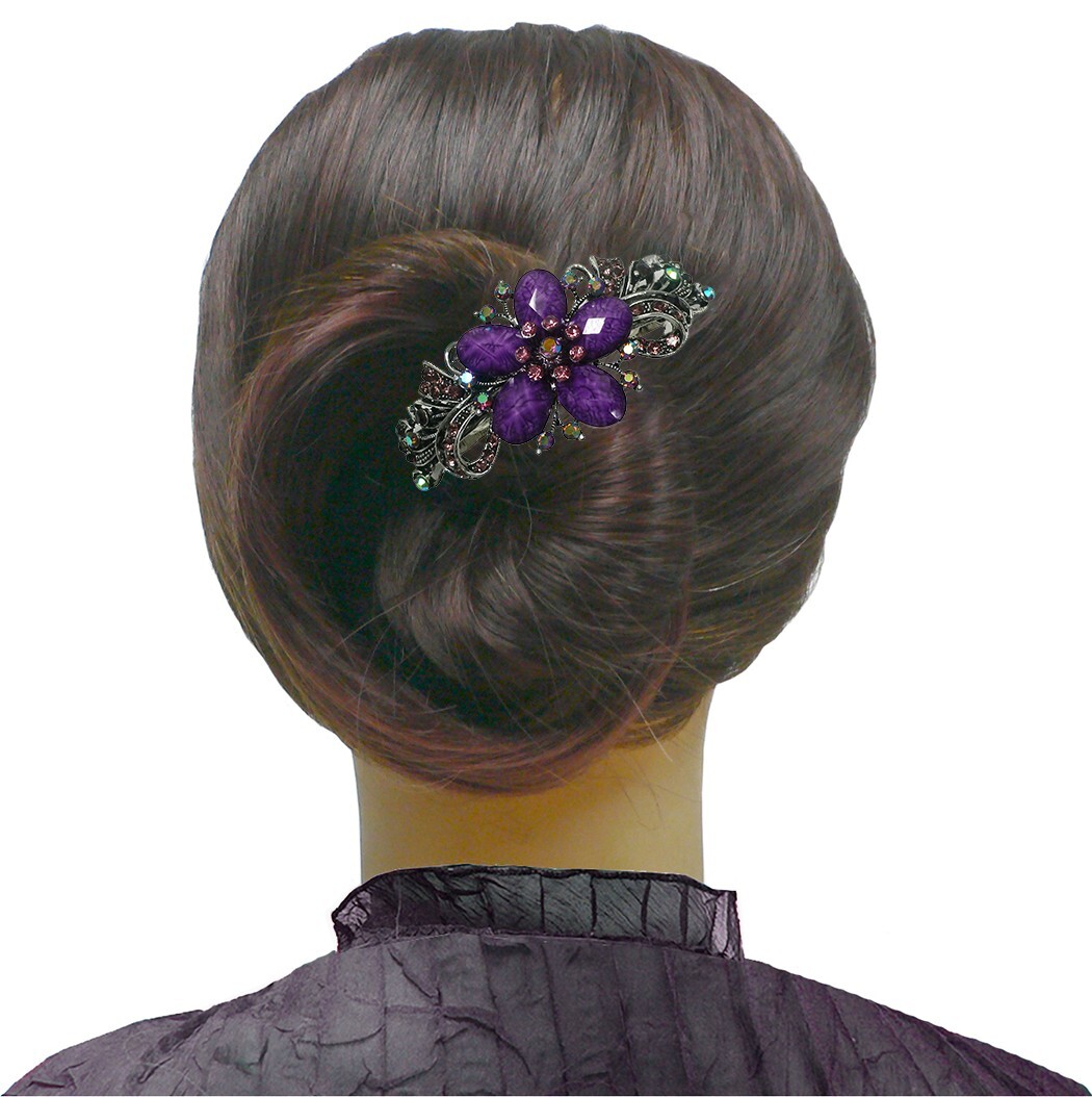 Set of 6 6 Count jcgy Combo 4 Styles Large Crystal Thick Hair Barrettes 0052/7-6