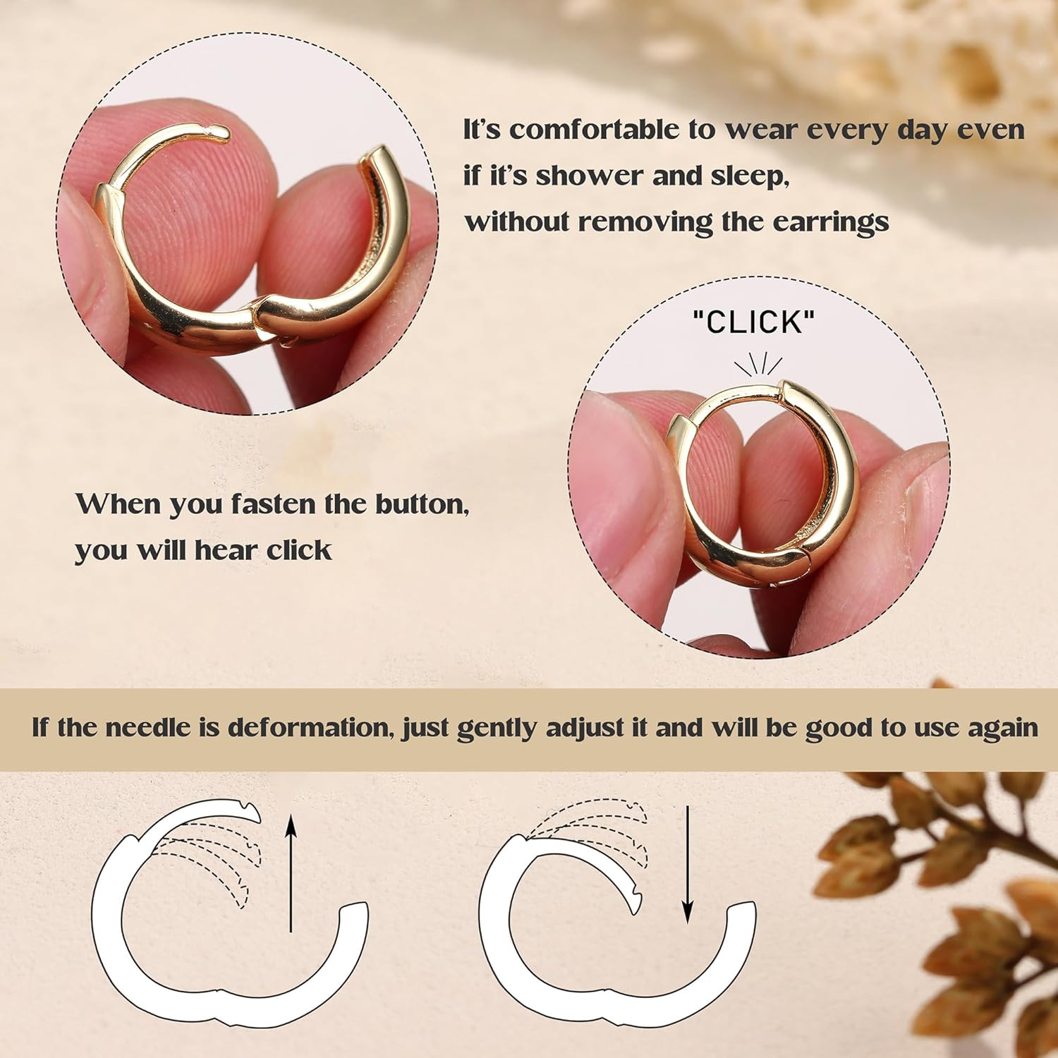3Pairs 14K Gold Plated Hoop Earrings Set for Women Chunky Earring Silver Plated