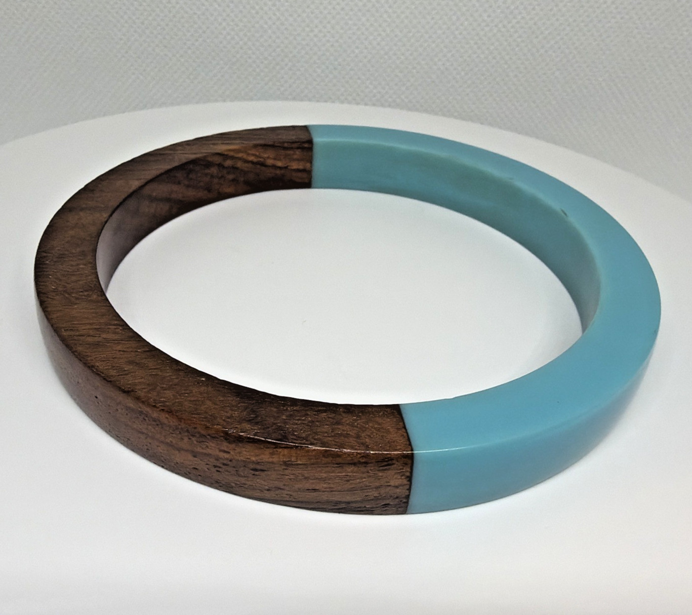 Mod Retro Wood & Resin Bangle Bracelets Stackable Mid-Century Style Set of 4