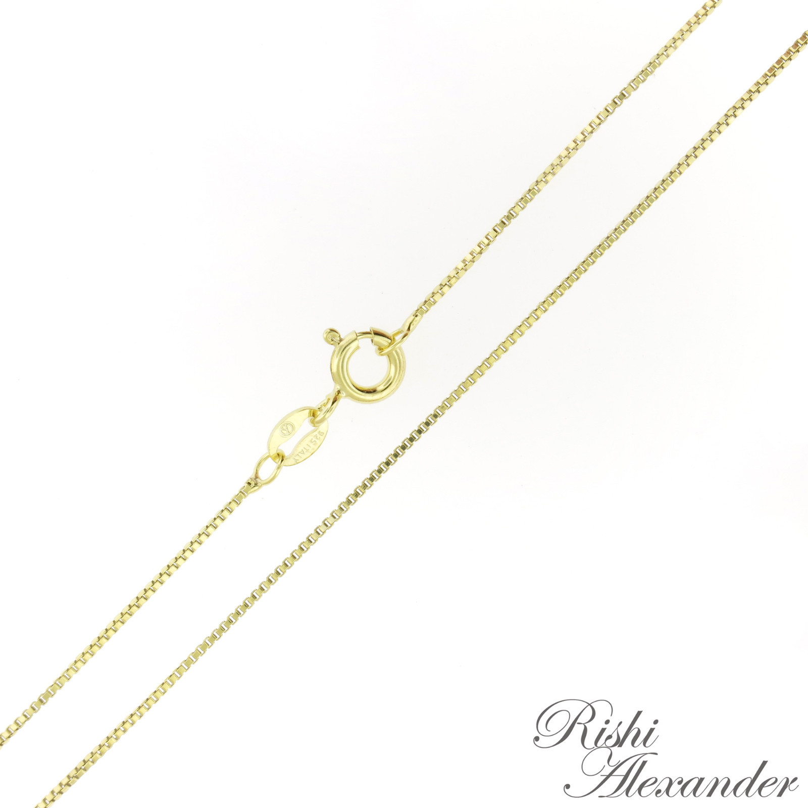 925 Sterling Silver Gold-Plated Box Chain Necklace 0.8mm Wholesale Lot of 10