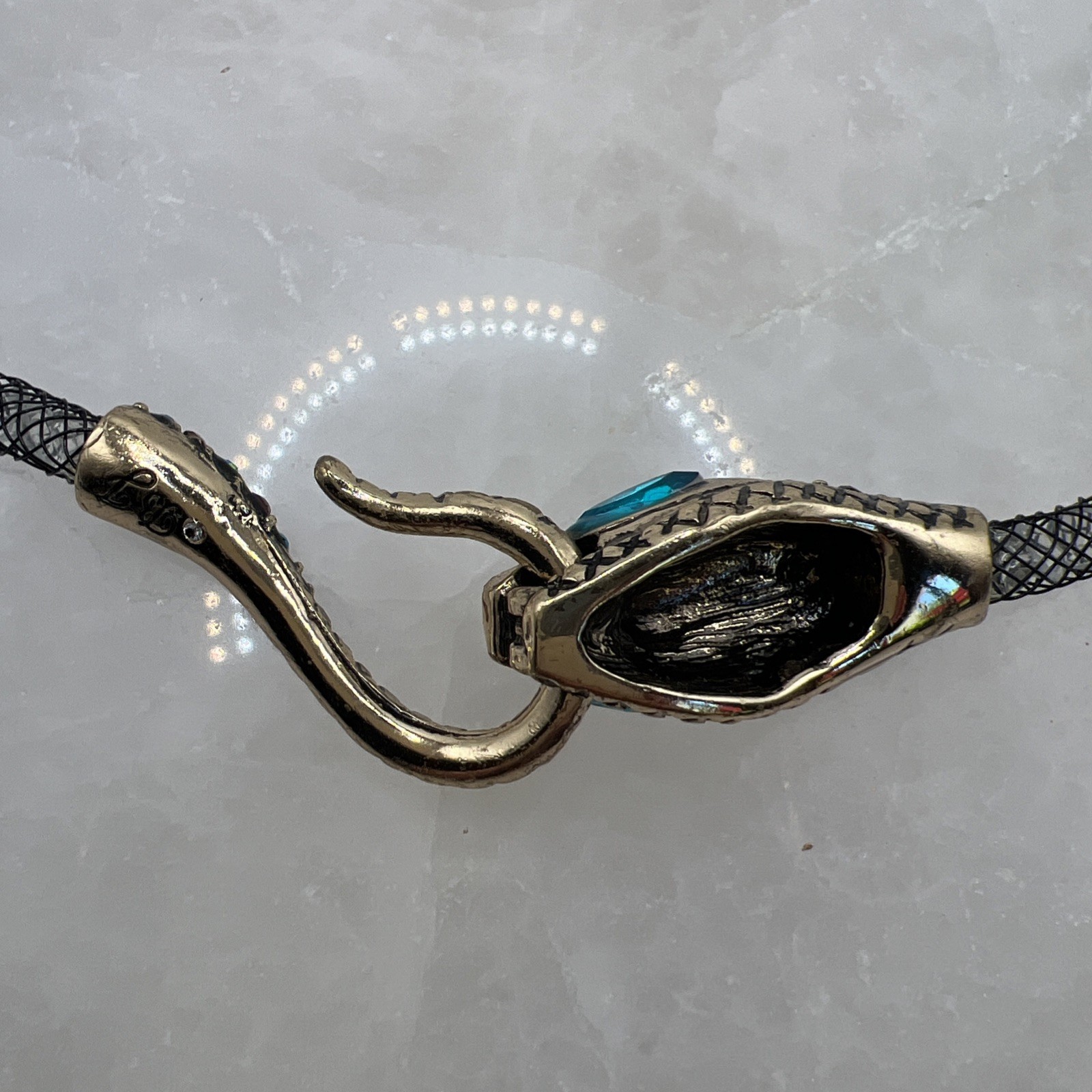 Betsey Johnson “Dark Shadows” Pave Snake Mesh Collar Necklace NWT