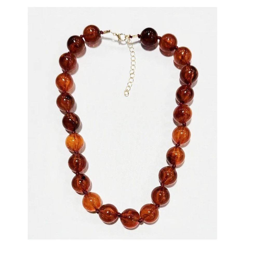 Multicolor Glass Plastic Beaded Round Necklace Lobster Closure Fashion Jewelry