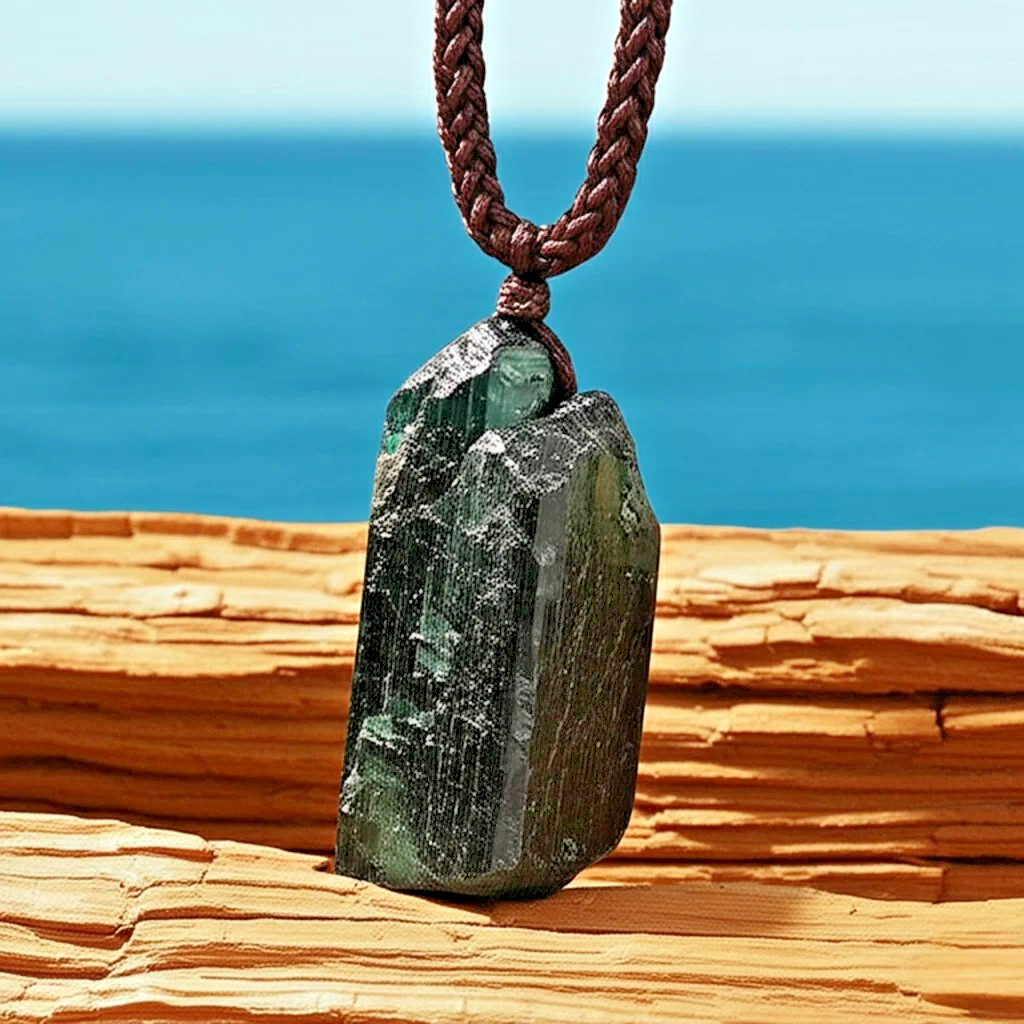 Raw Black Tourmaline Pendant Healing Reiki Rough Crystal Men Women Necklace Gift