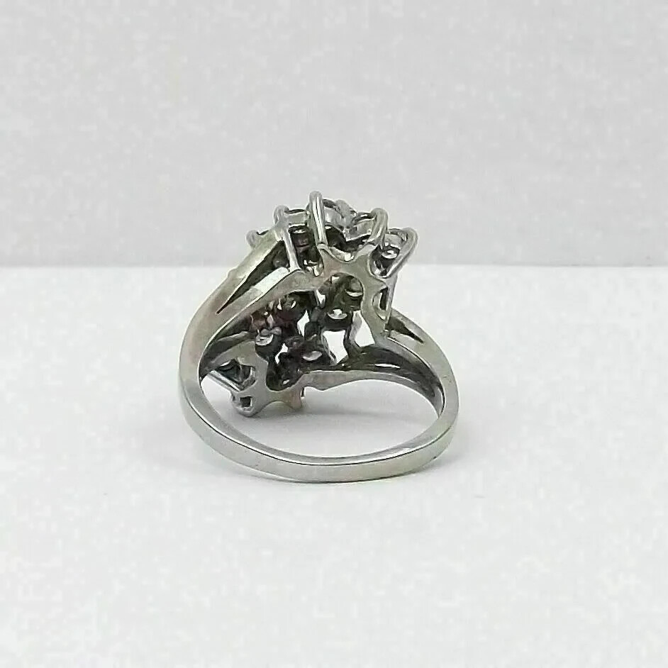 3Ct Simulated Diamond Waterfall Cluster Cocktail Ring White Gold Plated Silver