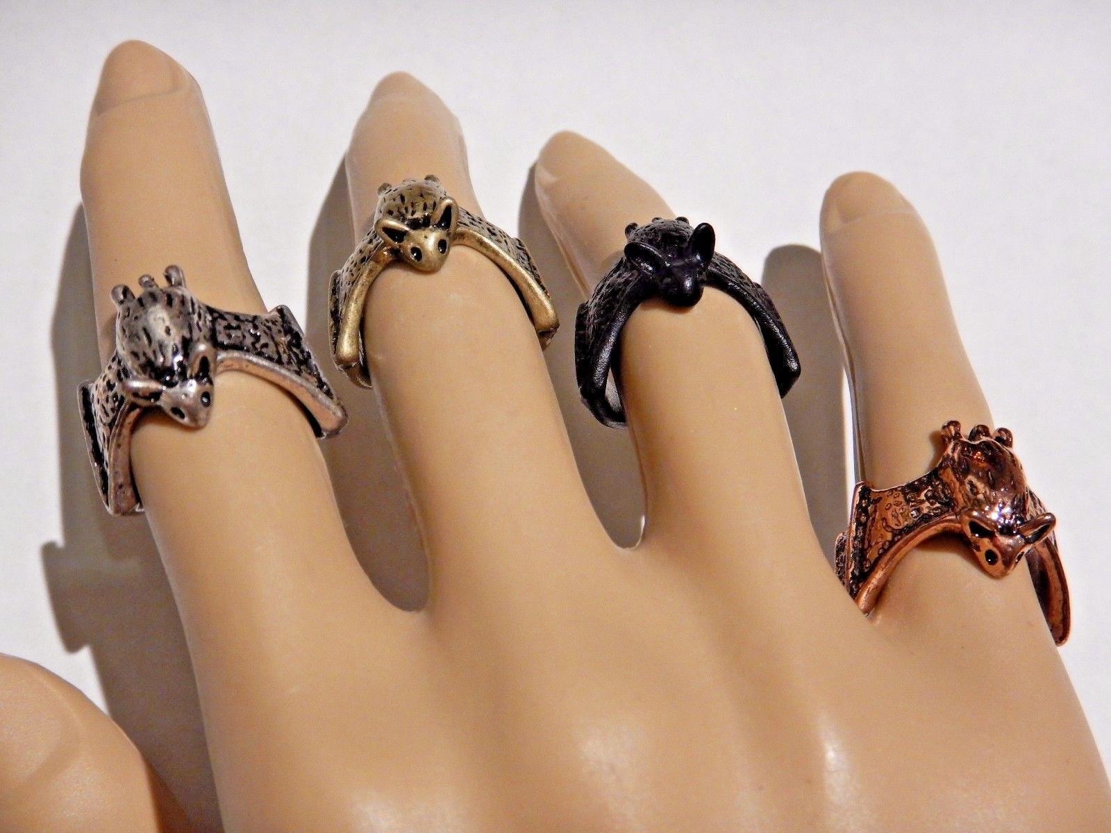 HUGGING BAT RING cute vampire gothic finger cuff wrap wings halloween goth V3