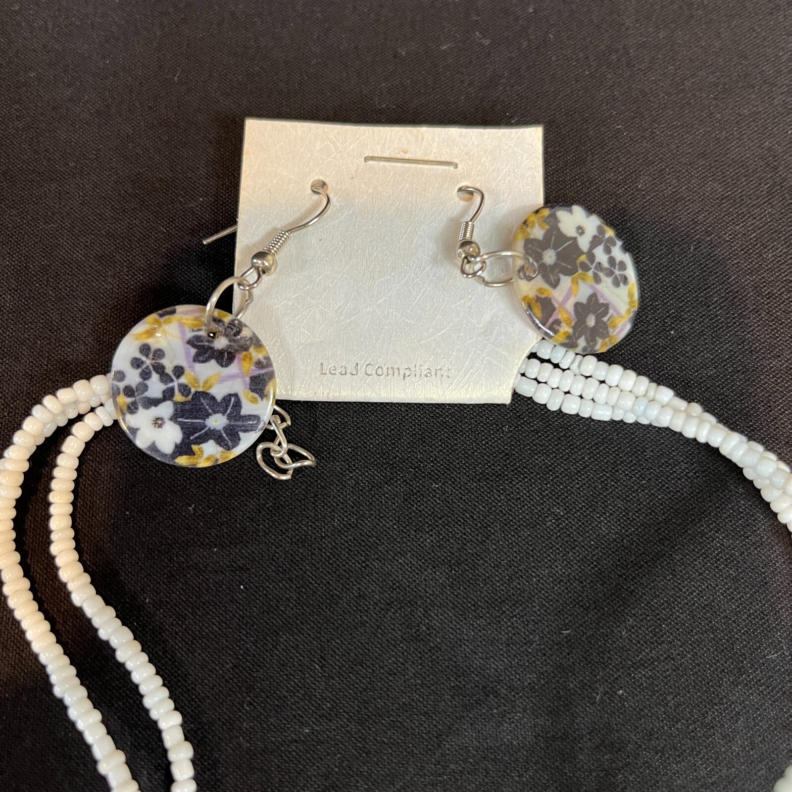 lead compliant floral necklace and earrings