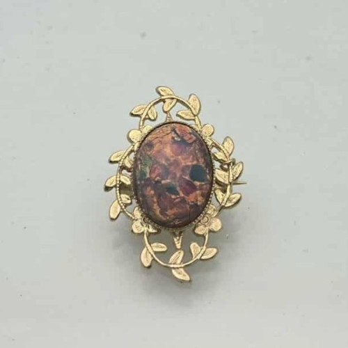 Vintage 1970s–1980s Gold Tone Floral Brooch | Retro Costume Jewellery Pin