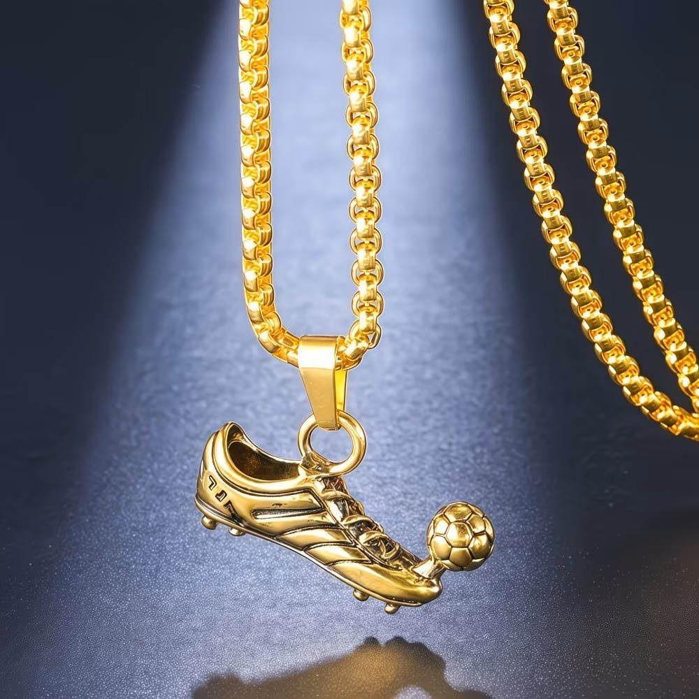 Gold Soccer Cleat Ball Necklace Football Player Pendant World Cup MLS Gift