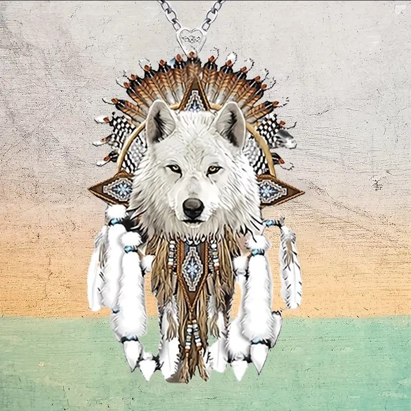Jewelry Native American White Wolf Wolves Nature Pendant Necklace