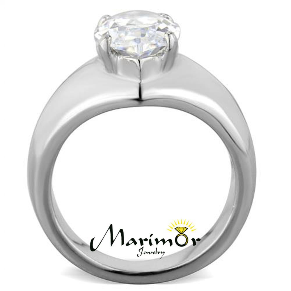 3.44 Marquise Solitaire Cubic Zirconia Stainless Steel Engagement Ring 5-10
