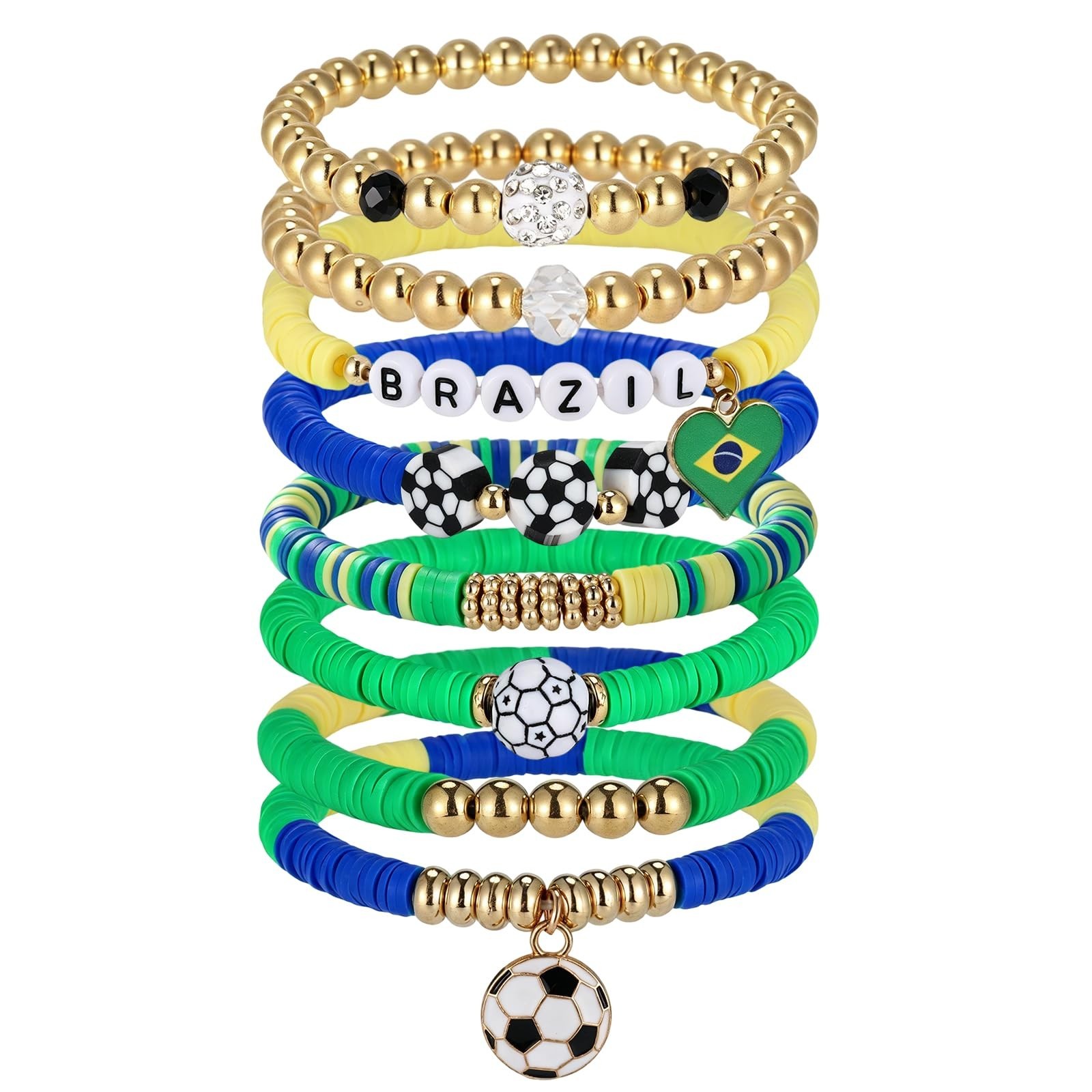 8 Pack Soccer Bracelets for Women – Game Day Jewelry, Sports Fan Gifts, Stackabl