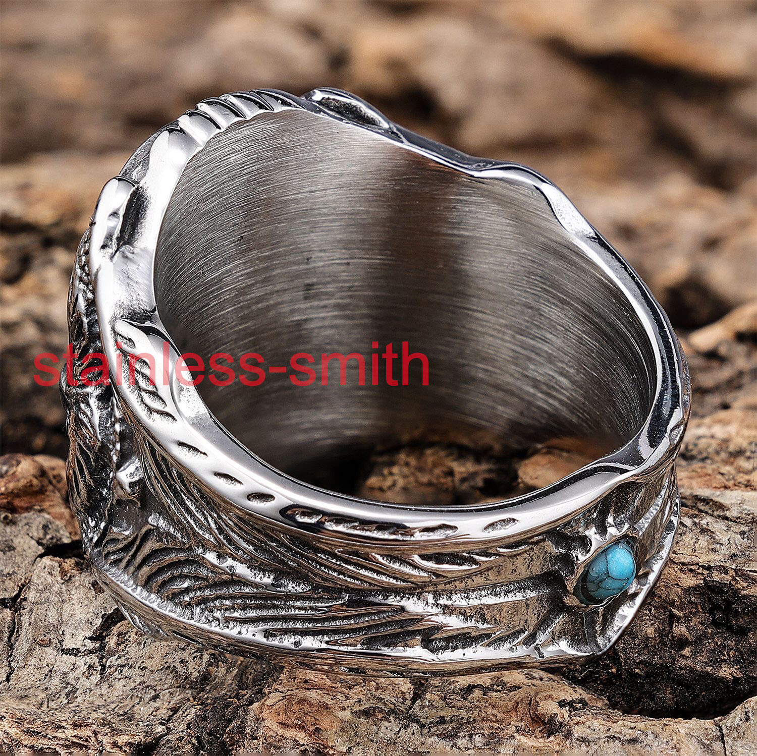 Men’s Large Turquoise Stone Eagle Biker Ring For Men Size 7 8 9 10 11 12 13-15