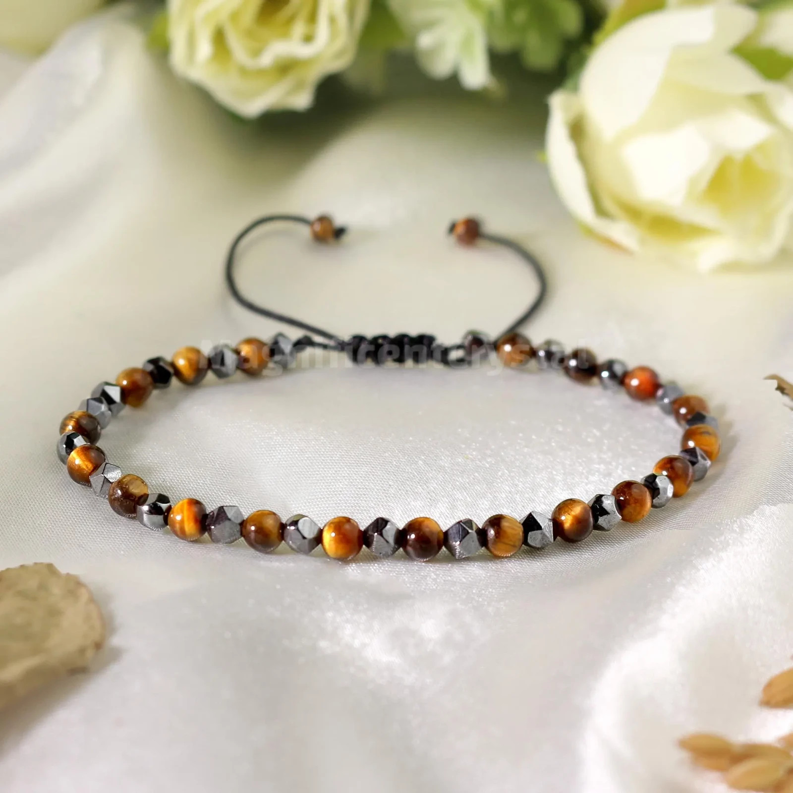 Dainty Protection Bracelet Tiger’s Eye Hematite Obsidian Healing Energy Jewelry