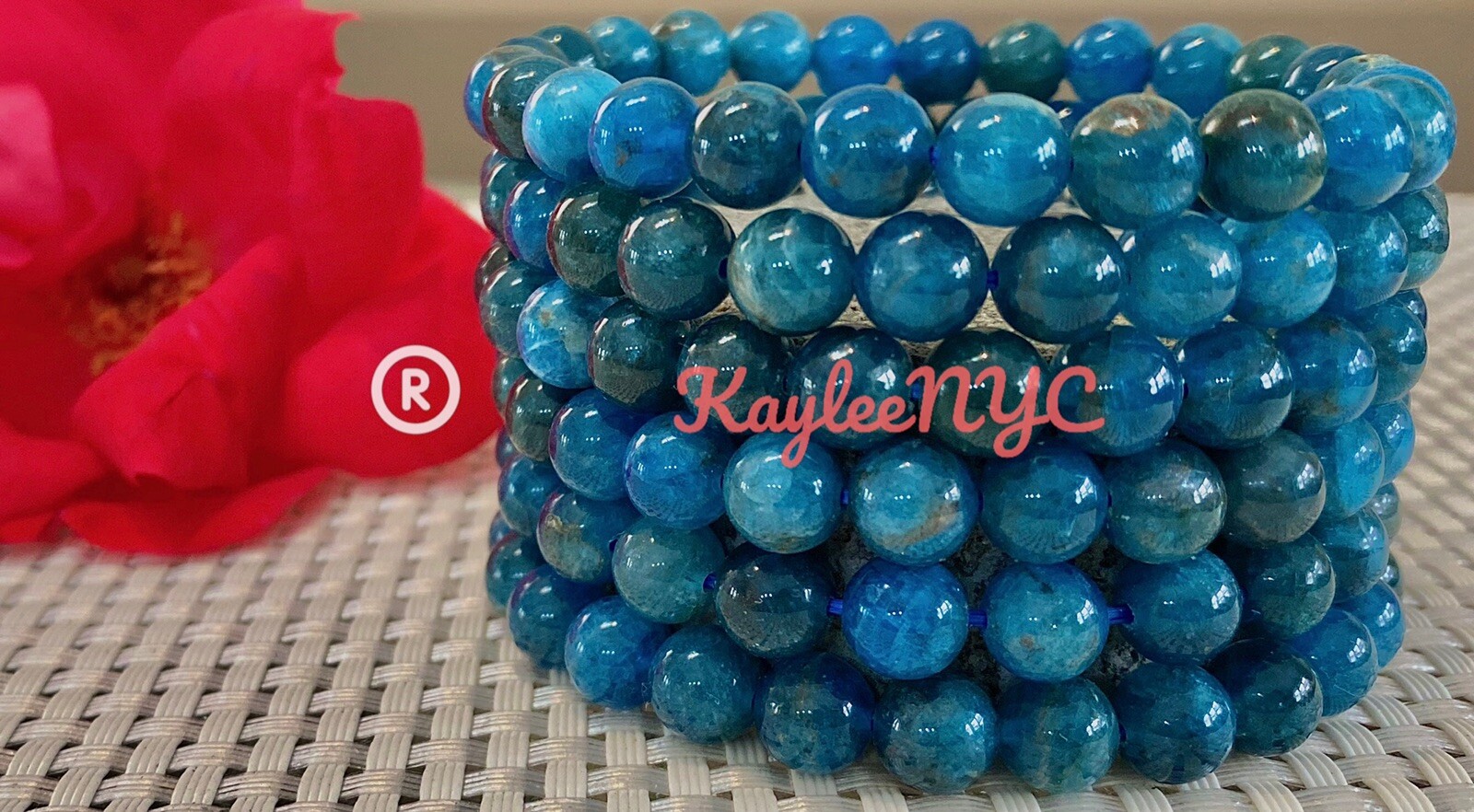 Wholesale Lot 6 Pcs Natural Apatite 8mm 7.5” Crystal Healing Stretch Bracelet
