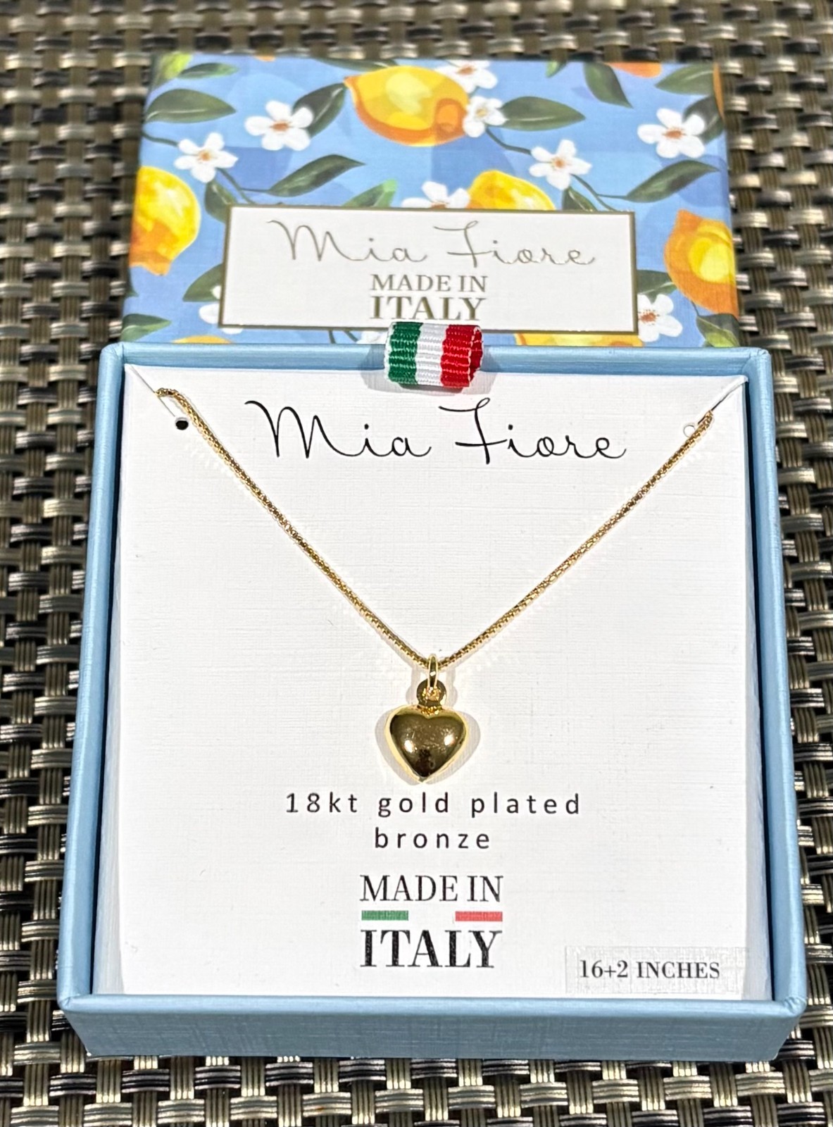 NEW Mia Fiore 18ktGold plated bronze Dainty Puffed heart pendant 16+2in necklace