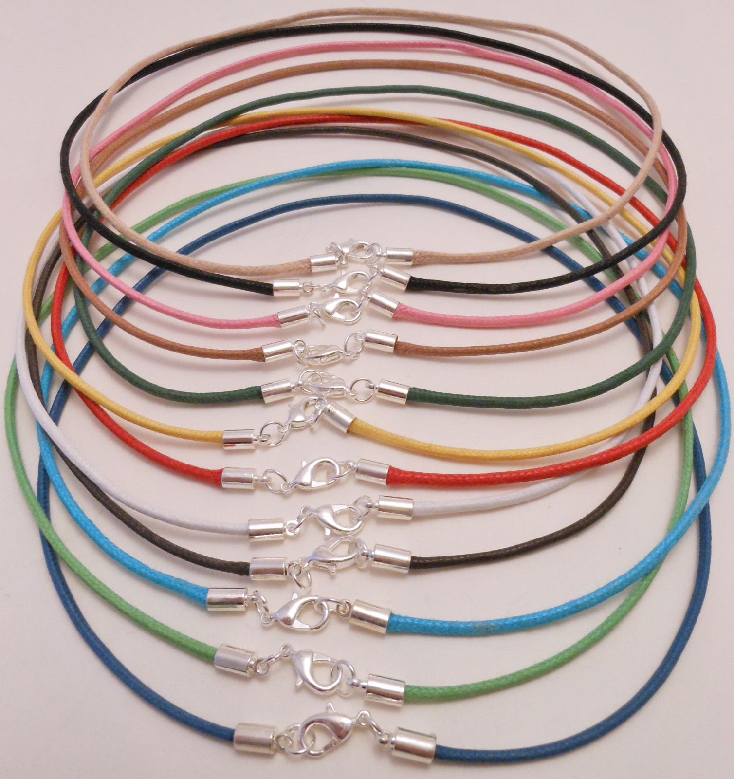 Surfer Choker Necklaces with Silver Lobster Clasp – 2mm Cotton Cord -Made in USA