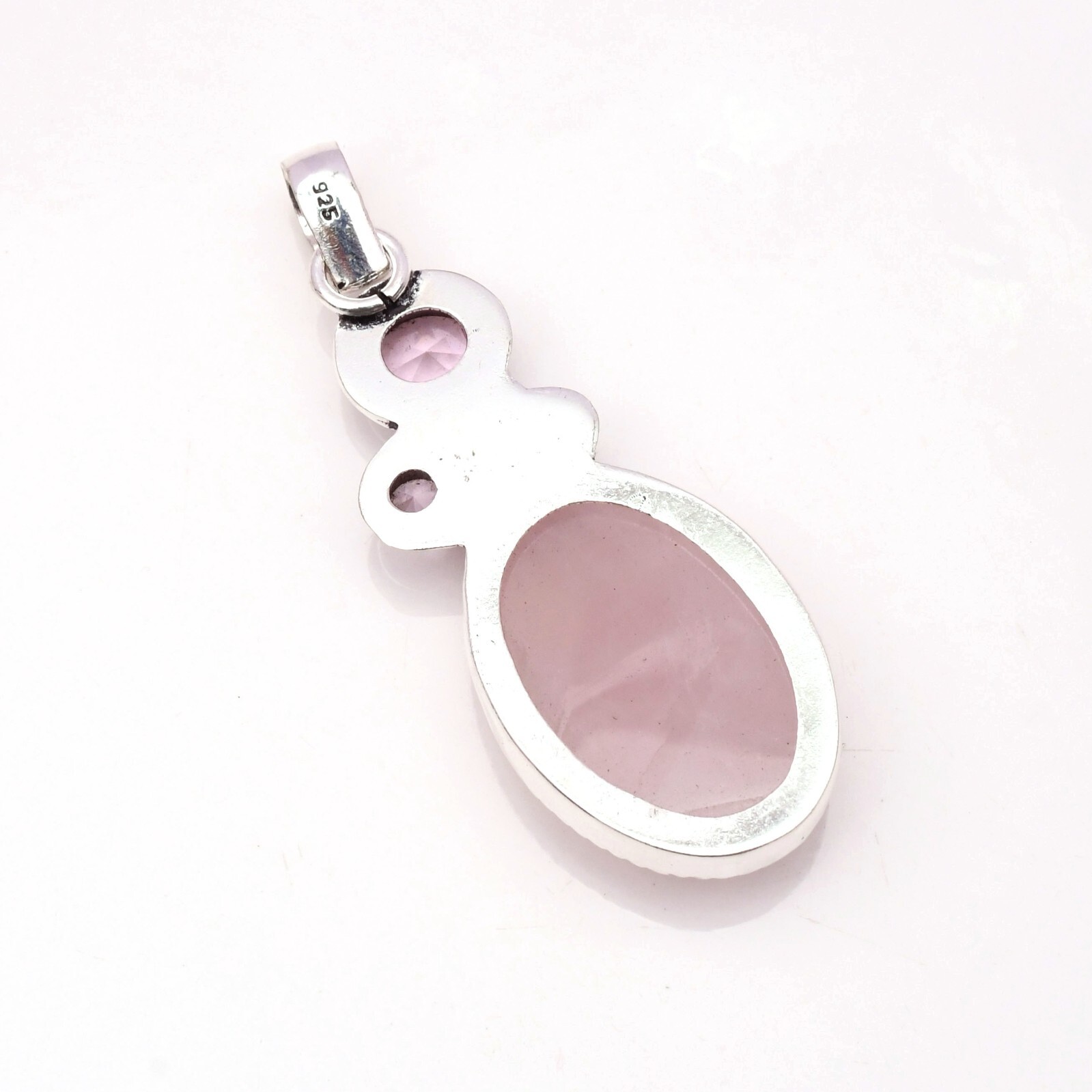 Rose Quartz Gemstone 925 Sterling Silver Handmade Jewelry Pendant 2.15″