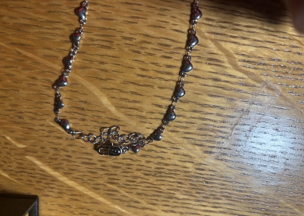 2 GLD chains silver box chains and heart lariat necklace