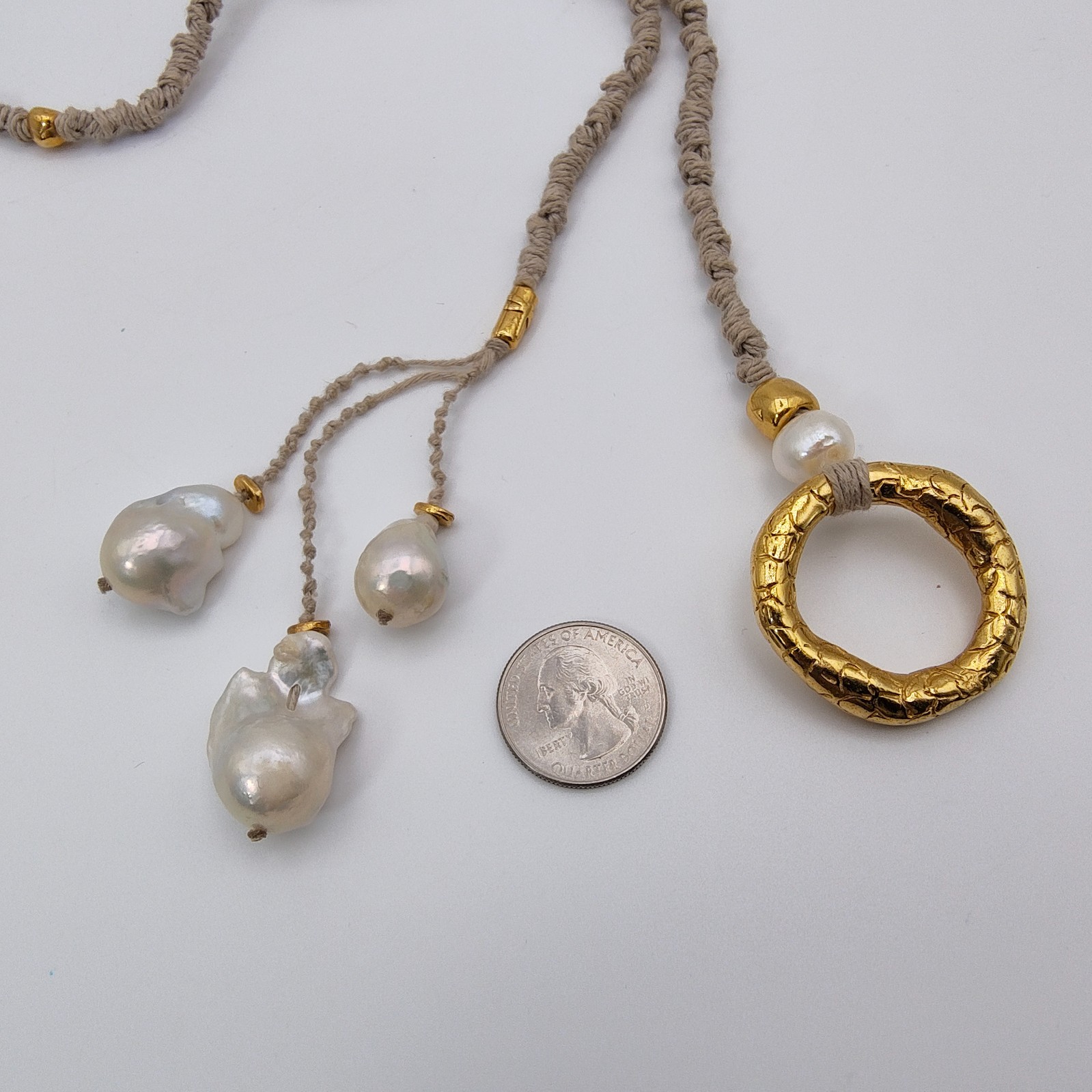 Velatti Convertible Toggle Necklace Cultured Baroque Pearl 18K Gold Plated Spain