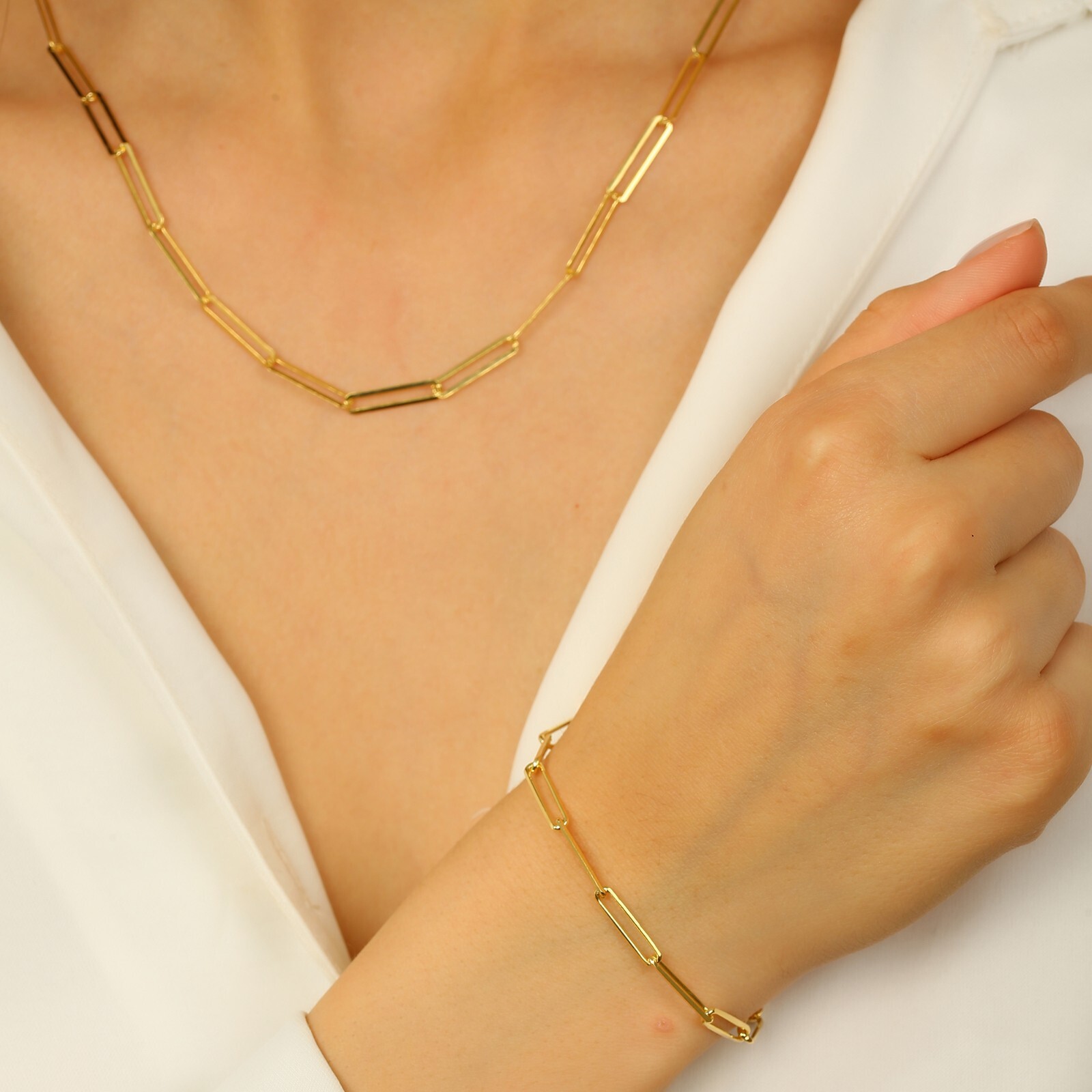Solid Silver 925 Sterling 3.5 mm Paperclip Chain Gentle Thin Bracelet