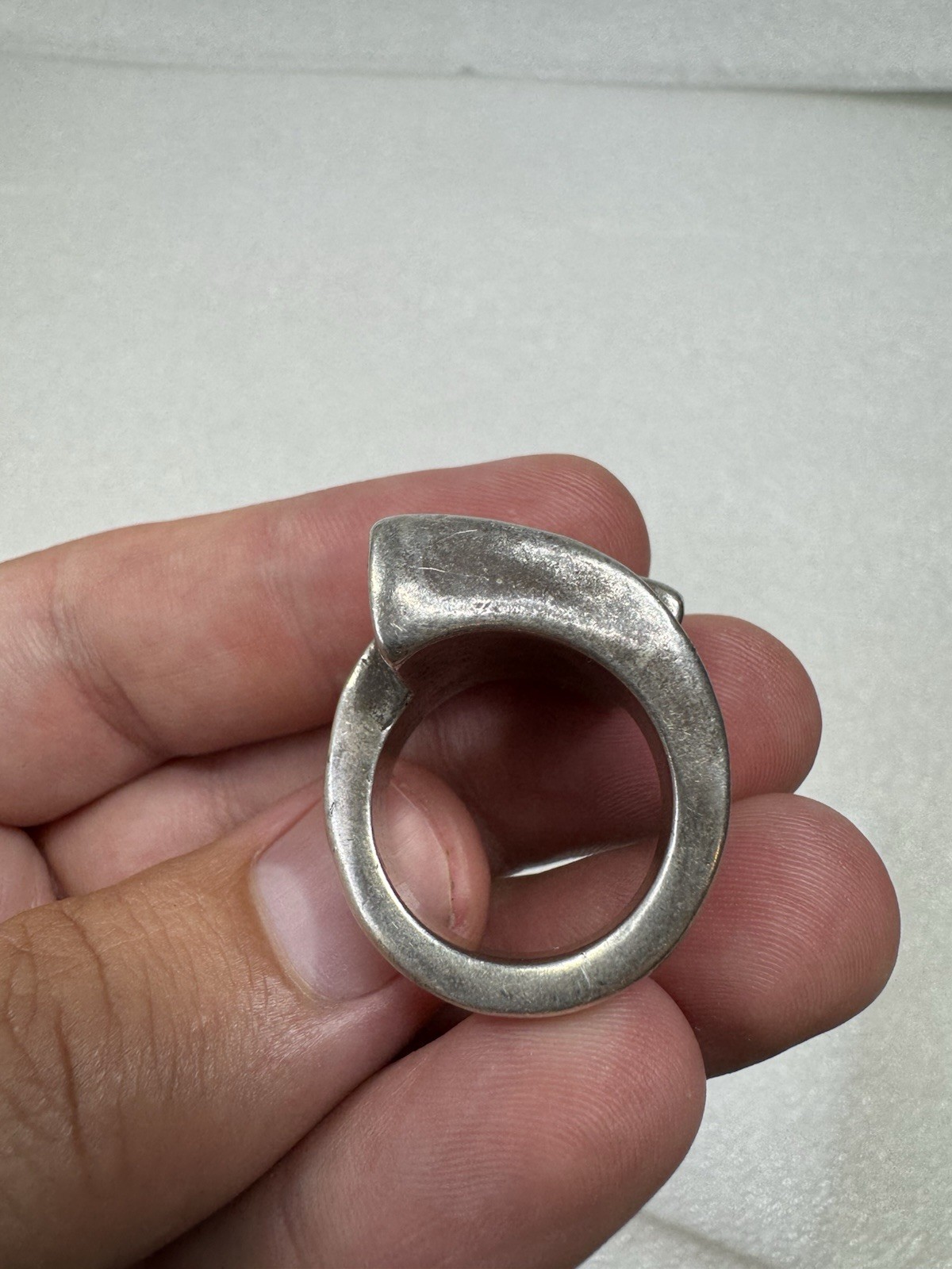 Heavy Silver Uno De 50 Designer Brutalist Bypass Statement Ring Size 8